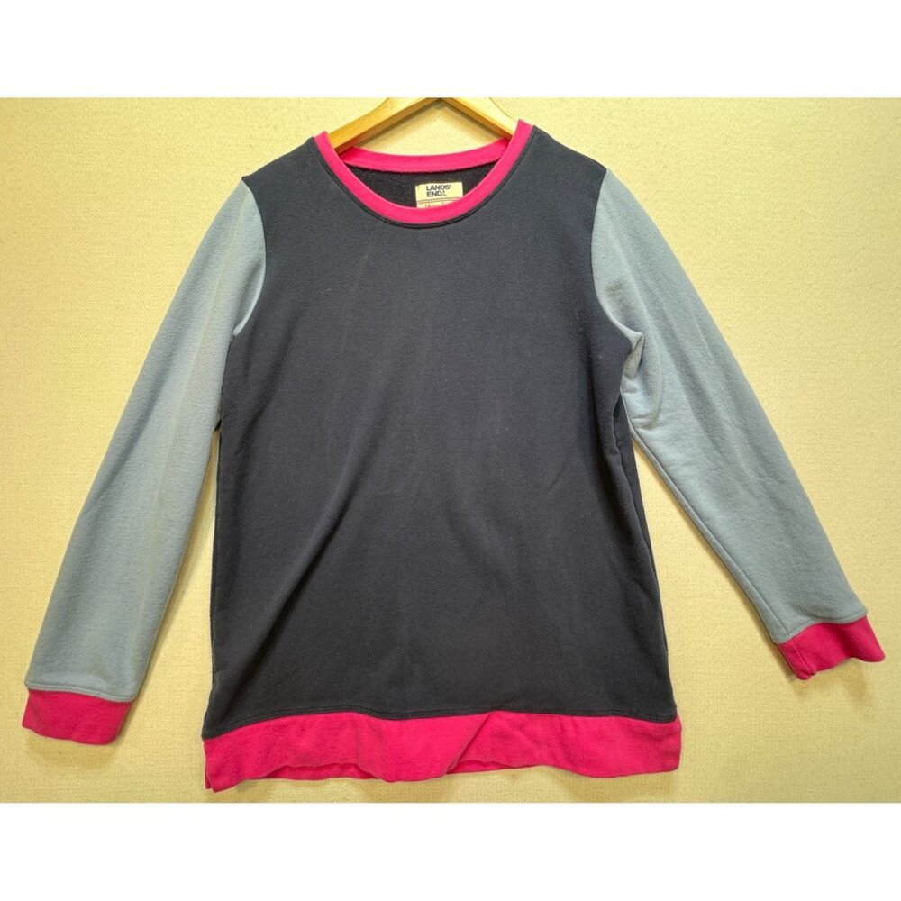 Lands' End Women's Colorblock Pullover Sweatshirt Size Medium Multi Long Sleeve